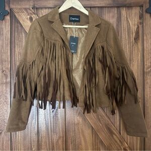NWT Chartou Women's Brown Suede Fringe Jacket Small